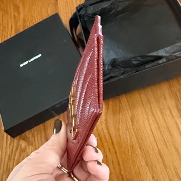 Saint Laurent Red Card Holder with Gold Logo - Picture 4 of 6